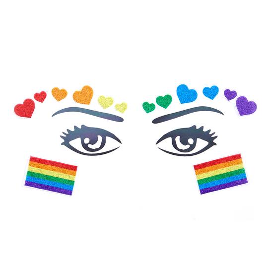 Pride Rainbow Glitter Heart &#x26; Flag Face Decal Set by Celebrate It&#x2122;